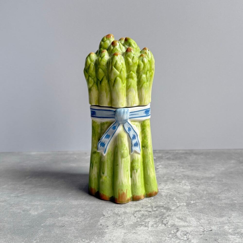 Vintage Elizabeth Arden Ceramic Asparagus Trinket Jar Roma Al Fresco Whimsical